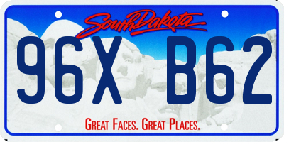 SD license plate 96XB62