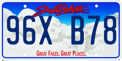SD license plate 96XB78