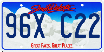 SD license plate 96XC22