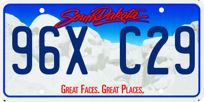 SD license plate 96XC29