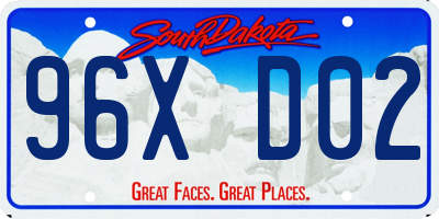 SD license plate 96XD02