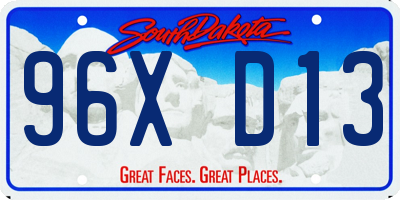 SD license plate 96XD13