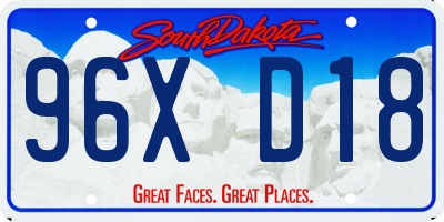 SD license plate 96XD18