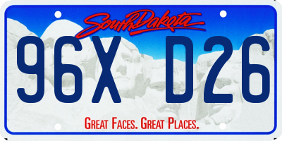 SD license plate 96XD26