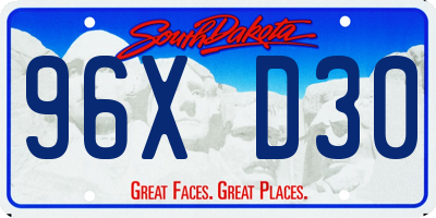SD license plate 96XD30