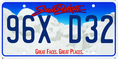 SD license plate 96XD32