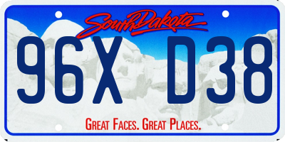 SD license plate 96XD38