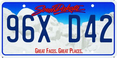SD license plate 96XD42
