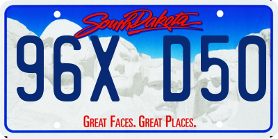SD license plate 96XD50