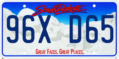SD license plate 96XD65