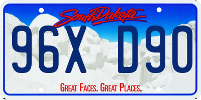 SD license plate 96XD90