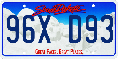 SD license plate 96XD93