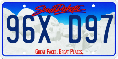 SD license plate 96XD97