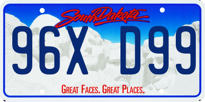 SD license plate 96XD99