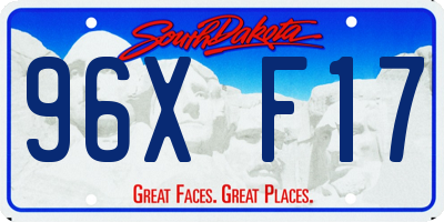 SD license plate 96XF17