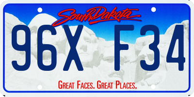 SD license plate 96XF34