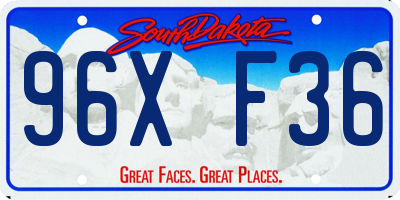 SD license plate 96XF36
