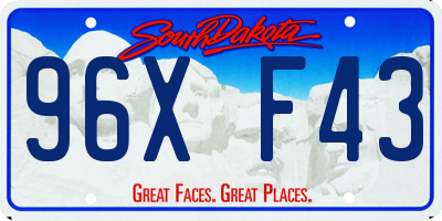 SD license plate 96XF43