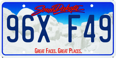 SD license plate 96XF49