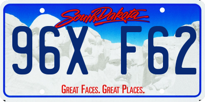 SD license plate 96XF62