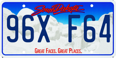 SD license plate 96XF64