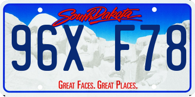 SD license plate 96XF78