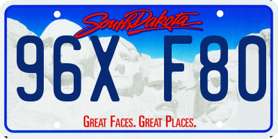 SD license plate 96XF80