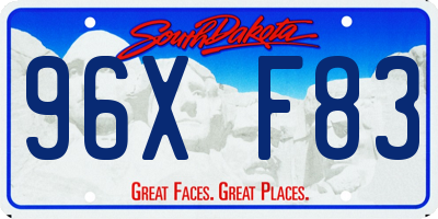 SD license plate 96XF83