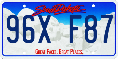 SD license plate 96XF87