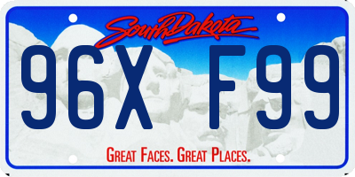 SD license plate 96XF99