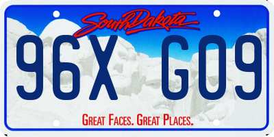 SD license plate 96XG09
