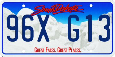 SD license plate 96XG13