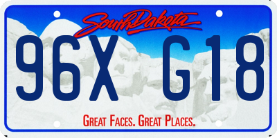 SD license plate 96XG18