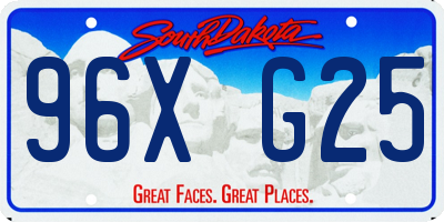 SD license plate 96XG25