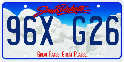 SD license plate 96XG26