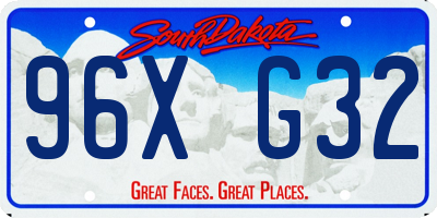 SD license plate 96XG32