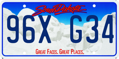 SD license plate 96XG34