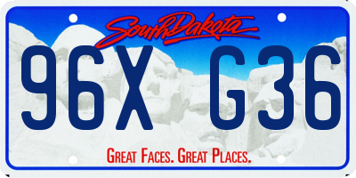 SD license plate 96XG36