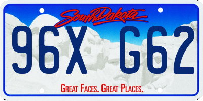 SD license plate 96XG62