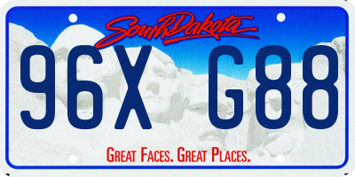 SD license plate 96XG88