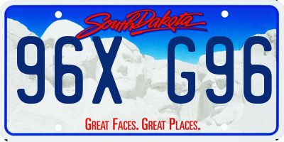 SD license plate 96XG96
