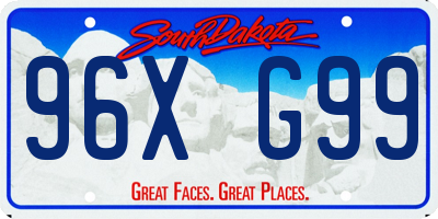 SD license plate 96XG99