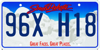 SD license plate 96XH18
