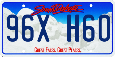 SD license plate 96XH60