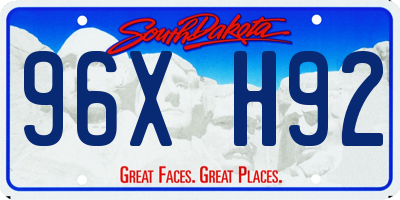 SD license plate 96XH92