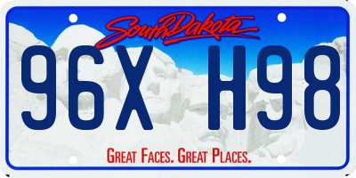 SD license plate 96XH98