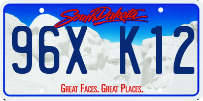 SD license plate 96XK12