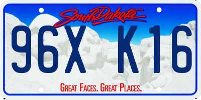 SD license plate 96XK16