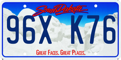 SD license plate 96XK76