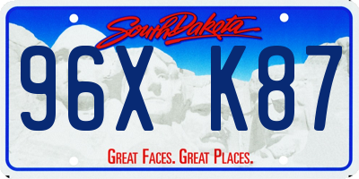 SD license plate 96XK87